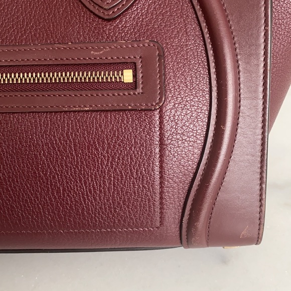Celine Micro Luggage Handbag Calfskin Burgundy - Picture 12 of 15